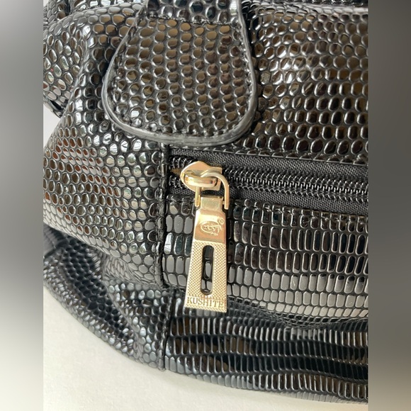 Kushite‎ black faux python snakeskin handbag - Picture 5 of 14